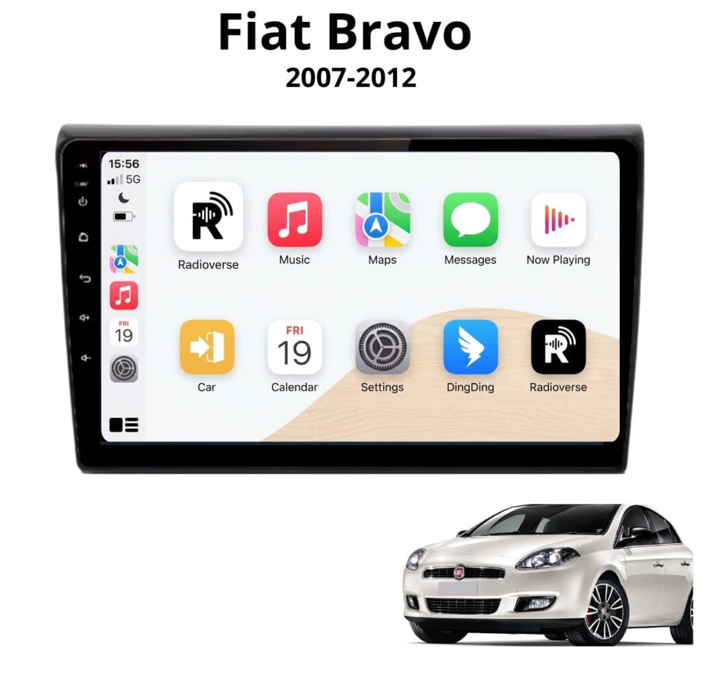 Autoradio Android con CarPlay per Fiat Bravo (2007-2012) — vista frontale