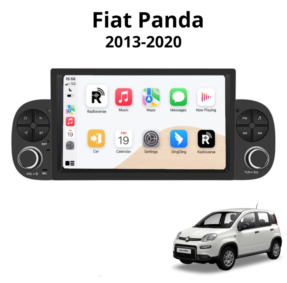 Autoradio Android con CarPlay per Fiat Panda (2013-2020) — vista frontale