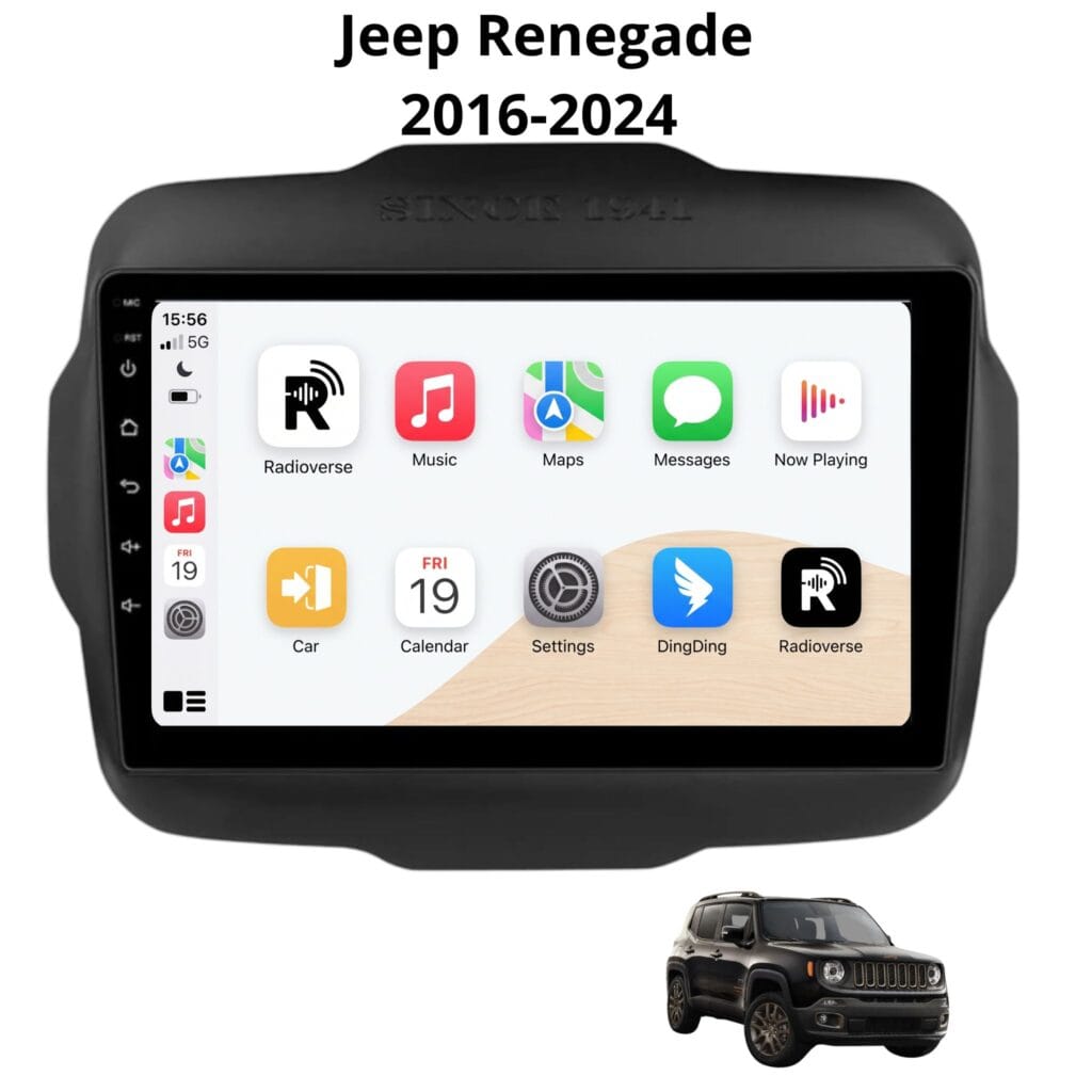 Autoradio Android con CarPlay per Jeep Renegade (2016-2020) — vista frontale