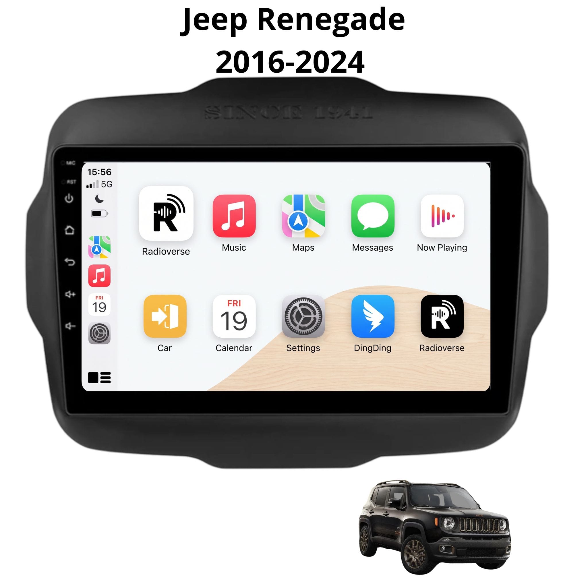 Autoradio Android con CarPlay per Jeep Renegade (2016-2020) — vista frontale