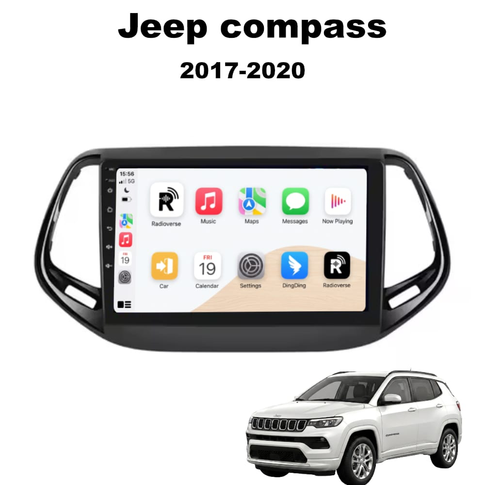 Autoradio Android con CarPlay per Jeep Compass (2007-2009) — vista frontale