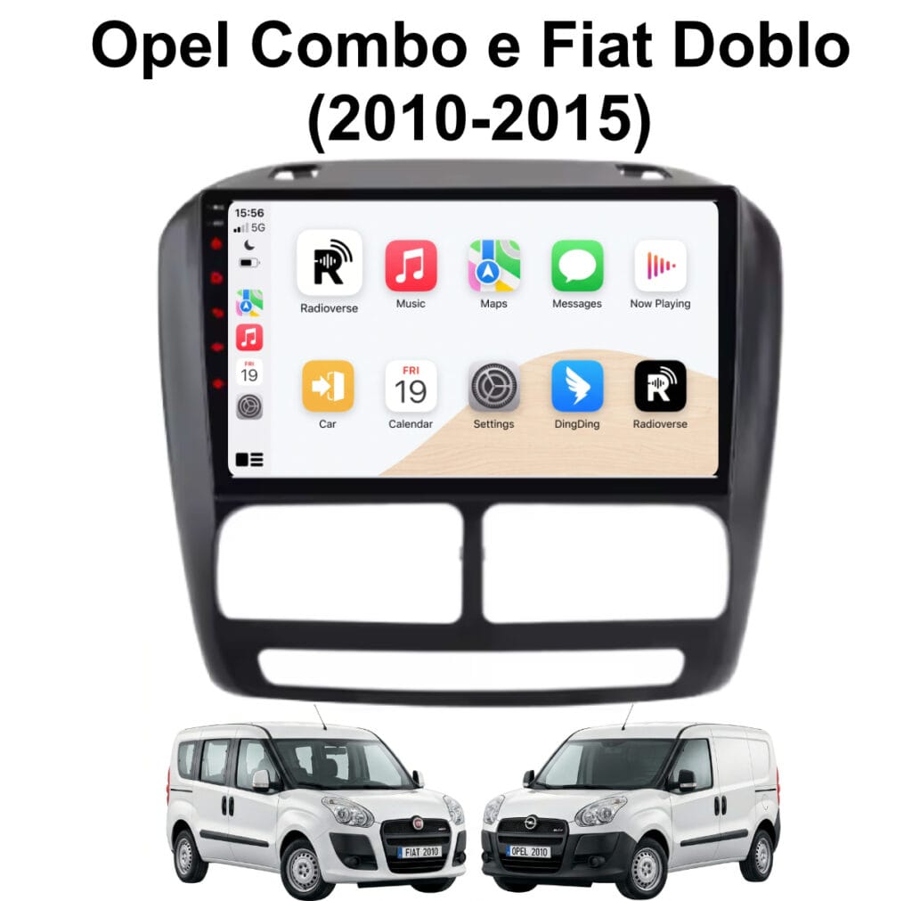 Autoradio Android con CarPlay per Opel Combo e Fiat Doblo (2010-2015) — vista frontale