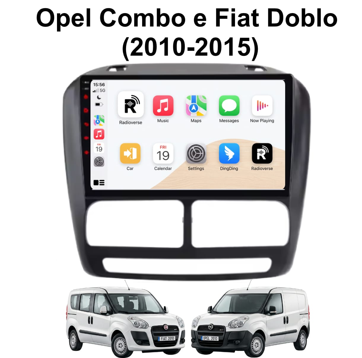 Autoradio Android con CarPlay per Opel Combo e Fiat Doblo (2010-2015) — vista frontale