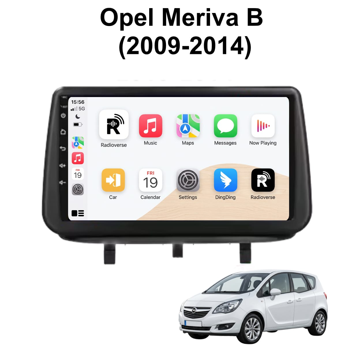 Autoradio Android con CarPlay per Autoradio Android Opel Meriva B (2009-2014) — vista frontale