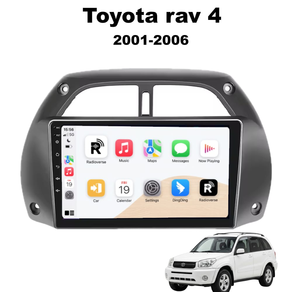 Autoradio Android con CarPlay per Toyota RAV4 (2001-2006) — vista frontale
