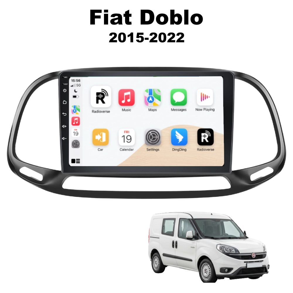 Autoradio Android con CarPlay per Fiat Doblò (2015-2022) — vista frontale