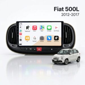 Autoradio Android con CarPlay per Fiat 500L (2012-2017) — vista frontale