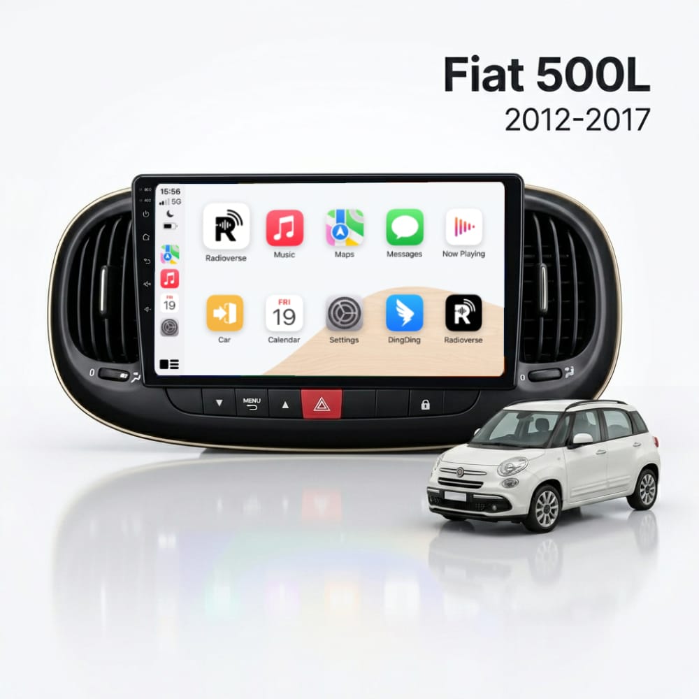 Autoradio Android con CarPlay per Fiat 500L (2012-2017) — vista frontale