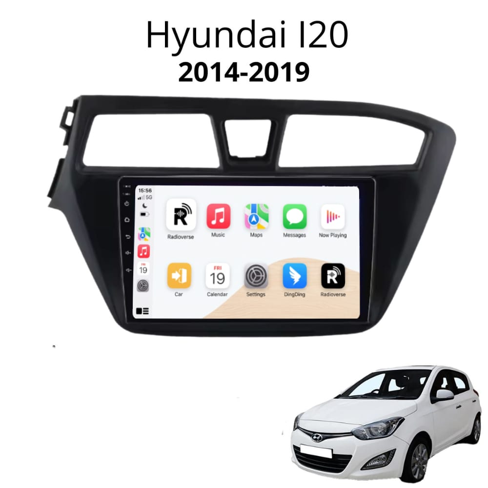 Autoradio Android con CarPlay per Hyundai i20 (2015-2018) — vista frontale