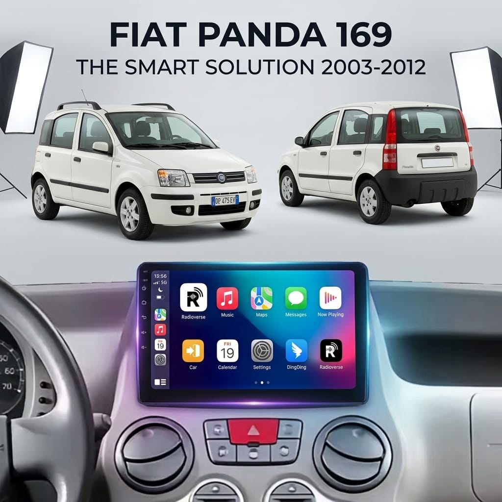 Autoradio Android con CarPlay per Fiat Panda (2003-2012) — vista frontale