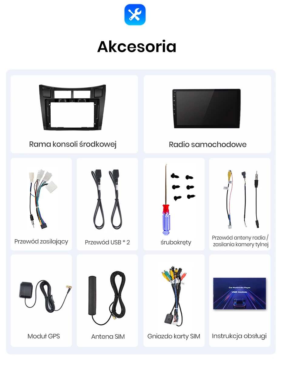 Autoradio Android per Toyota Yaris (2005-2012) — connettori e cablaggio inclusi