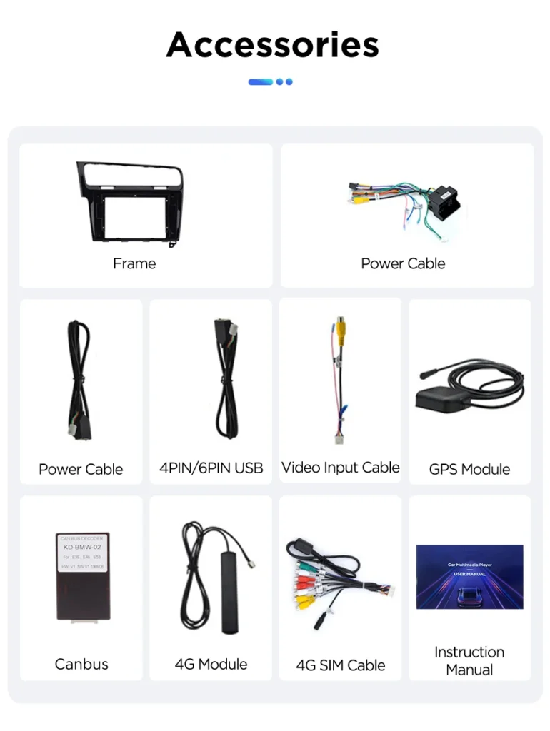 Autoradio Android per Volkswagen Golf 7 (2012-2017) — connettori e cablaggio inclusi