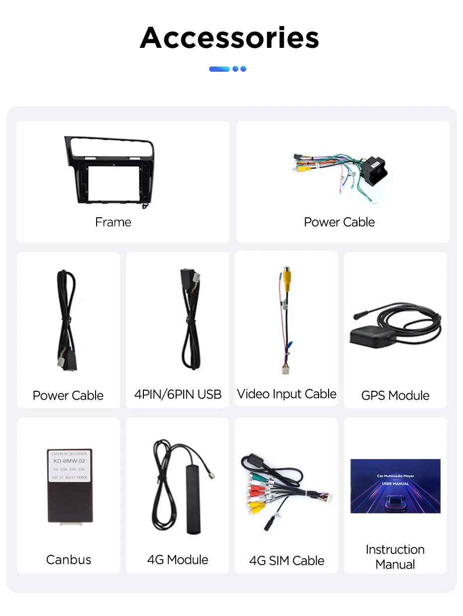Autoradio Android per Volkswagen Golf 7 (2012-2017) — connettori e cablaggio inclusi