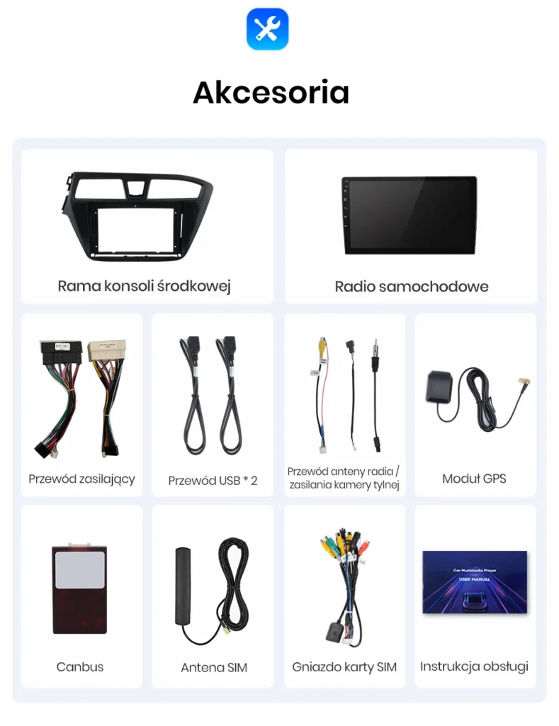 Autoradio Android per Hyundai i20 (2015-2018) — connettori e cablaggio inclusi
