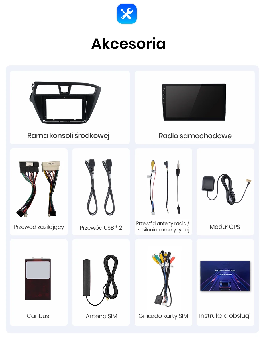 Autoradio Android per Hyundai i20 (2015-2018) — connettori e cablaggio inclusi