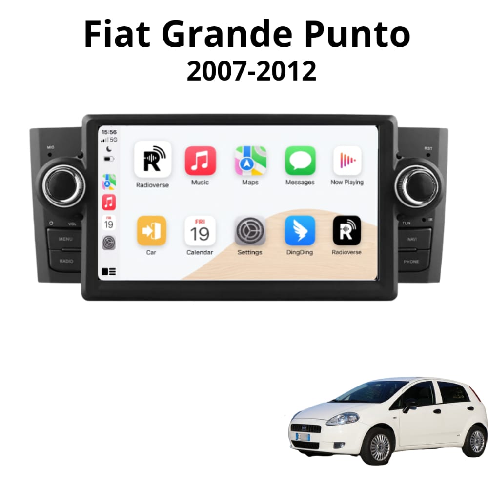 Autoradio Android con CarPlay per Fiat Grande Punto (2007-2012) — vista frontale