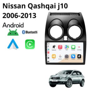 Autoradio Android con CarPlay per Nissan Qashqai J10 (2006-2014) — vista frontale