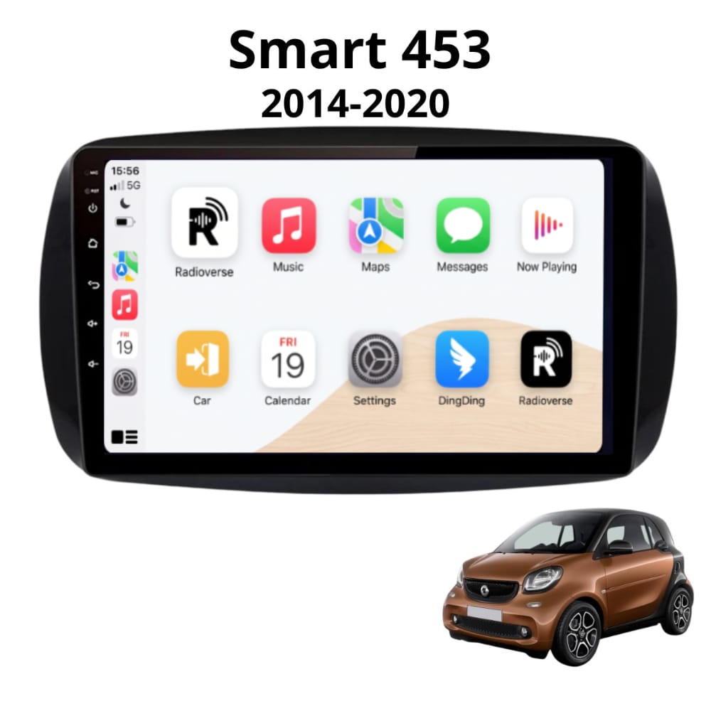 Autoradio Android con CarPlay per Smart 453 Forfour e Fortwo (2014-2022) — vista frontale