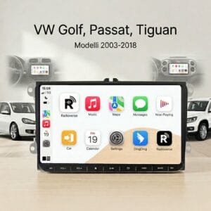 Autoradio Android con CarPlay per VW Golf Passat Tiguan — vista frontale