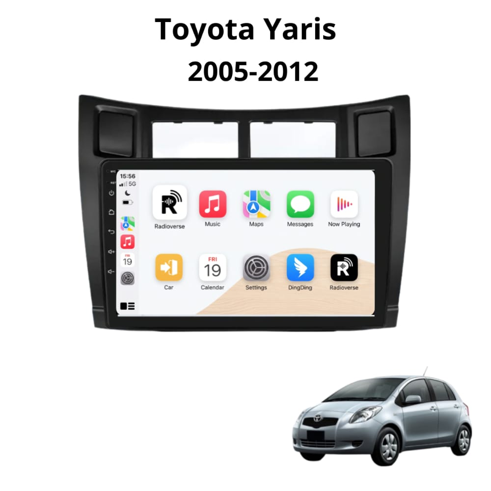 Autoradio Android con CarPlay per Toyota Yaris (2005-2012) — vista frontale