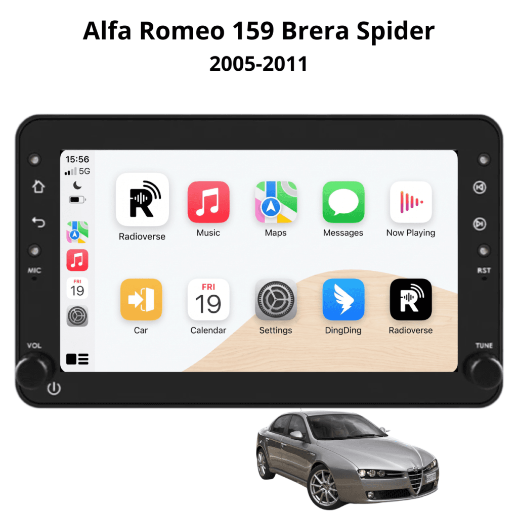 Autoradio Android con CarPlay per Alfa Romeo 159 (2005-2011) — vista frontale