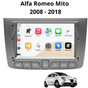 Autoradio Android con CarPlay per Alfa Romeo MiTo (2008-2018) — vista frontale