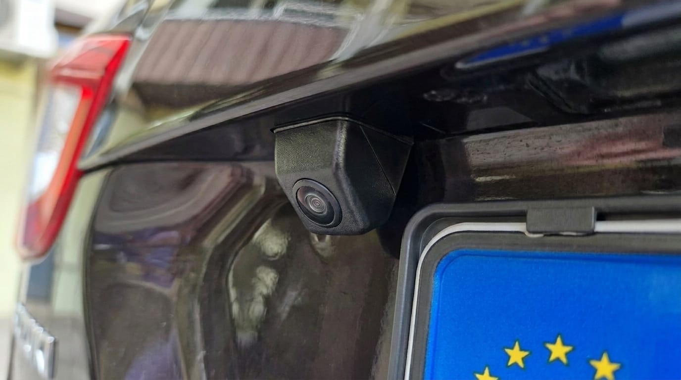 Telecamera di parcheggio per autoradio Android — dettaglio connettori